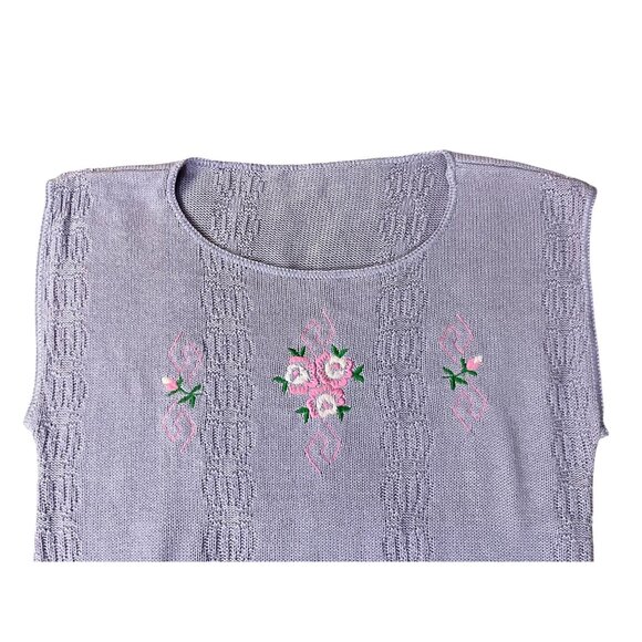 Vintage JC Penney Sweater Womens M/L Purple Knit Floral Embroidered USA - Picture 5 of 10